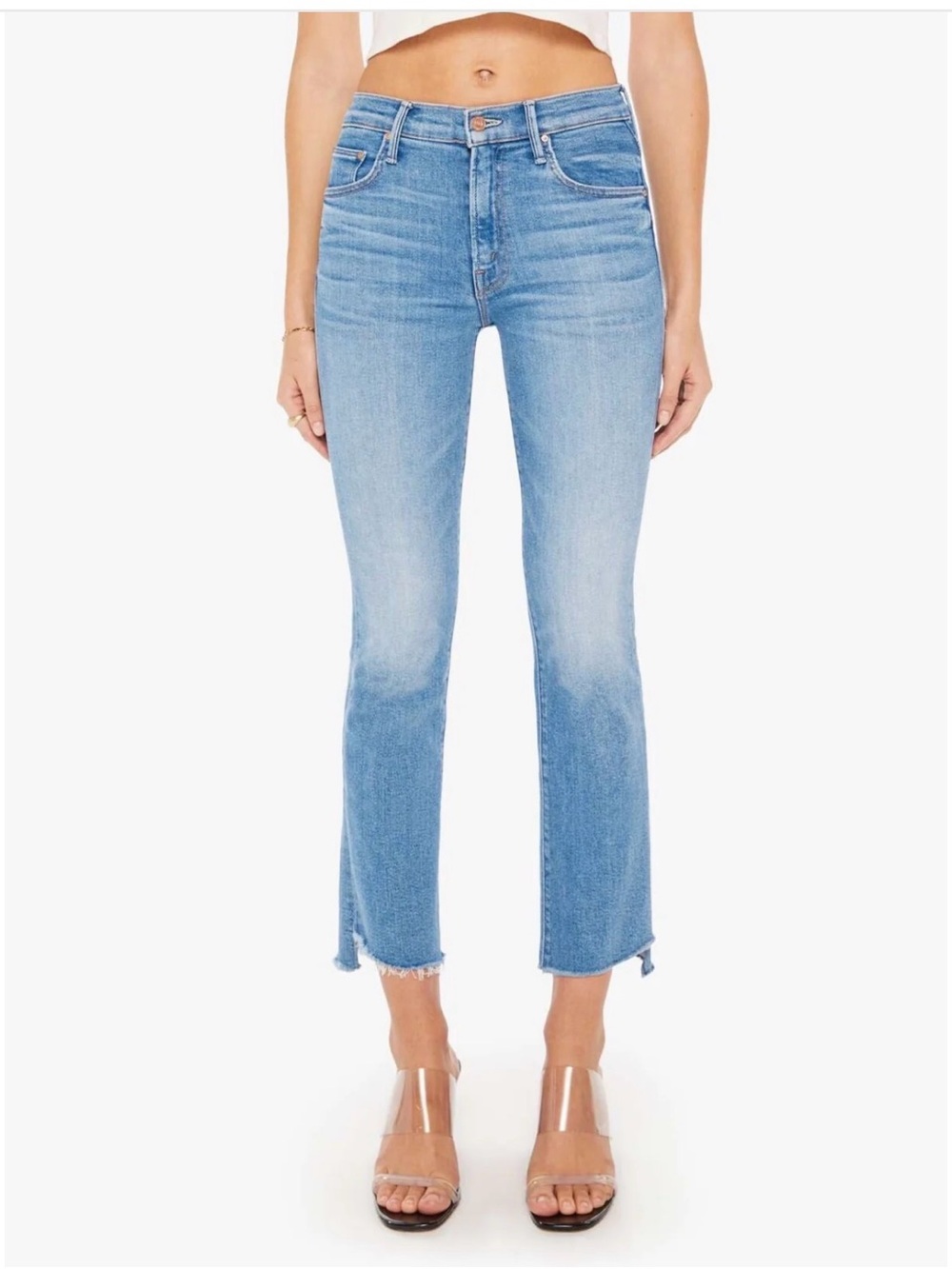 Light Blue High-Rise Straight Crop Jeans - Women
